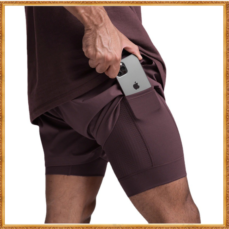 Lululemon Men's Sports shorts  (EUR SIZE) Casual Shorts Double Layer Fitness Wicking Quick-Drying Shorts DK890