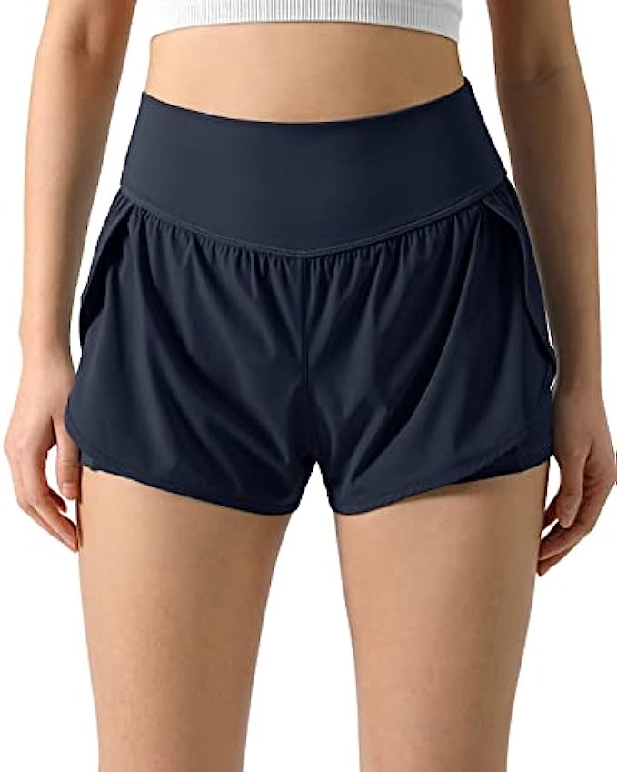 ODODOS Women's 2 in 1 Running Shorts with Pockets Workout Gym Sport Layer Active Shorts