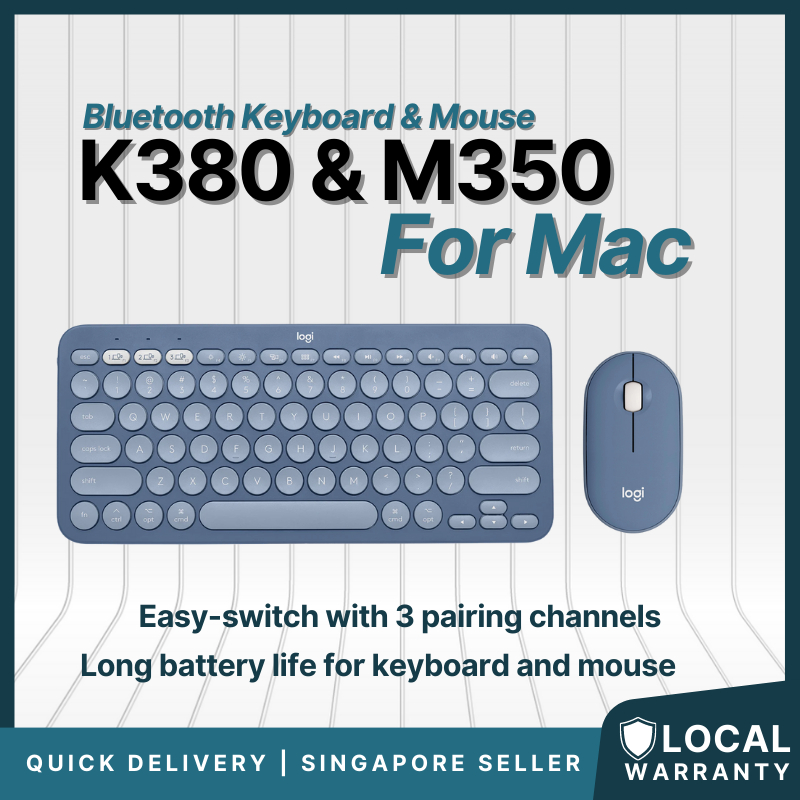 Logitech K380 Multi-Device Bluetooth Keyboard , M350 Bluetooth Mouse Compatible with Mac, Easy-Switch