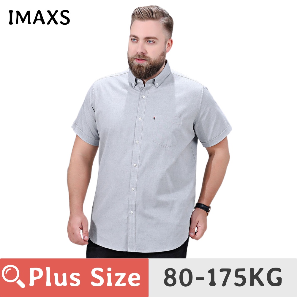 80-175KG PLUS SIZE Men Cotton Large Size Business Short Sleeve Casual Solid Color Wedding Shirt