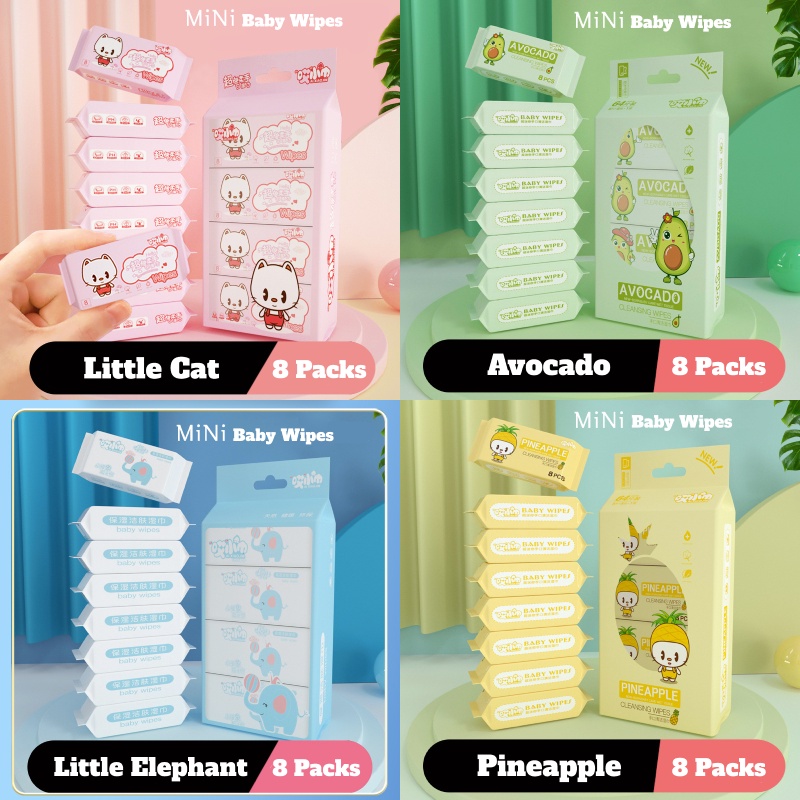 【Local Ready Stock】Mini Baby Wipes | Wet Wipes | Bacteriostatic Rate 99.9% | Hygiene | Adult & Kids