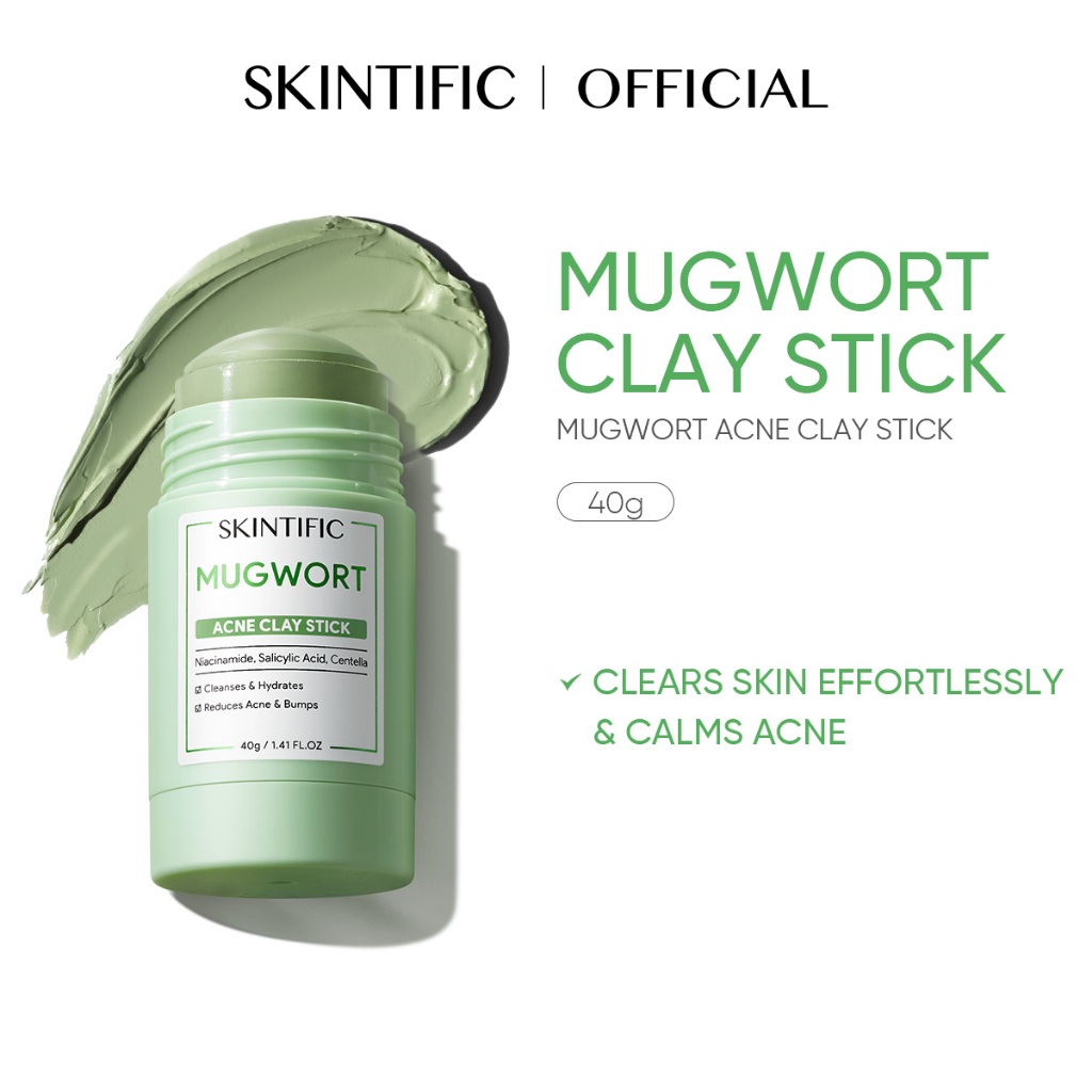 SKINTIFIC Mugwort Acne Clay Mask Stick Mud Clay Mask Cleanses Pores Blackheads Relieves Redness Clay Stick